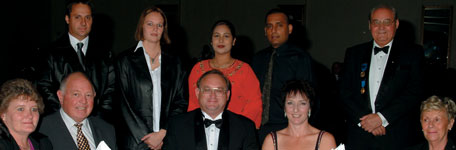 Left to right – back row: Mr and Mrs Louis Cronje and Mr and Mrs Nishal Devukurran of Doculam; Dirk Ackerman, former chairman of SAIS. Front row: Mr and Mrs Keith Alexander of the Spar Group; Bruce Robertson of the Board of Governors of SAIS, Suzanne van Dyk and Mrs Gail Ackerman